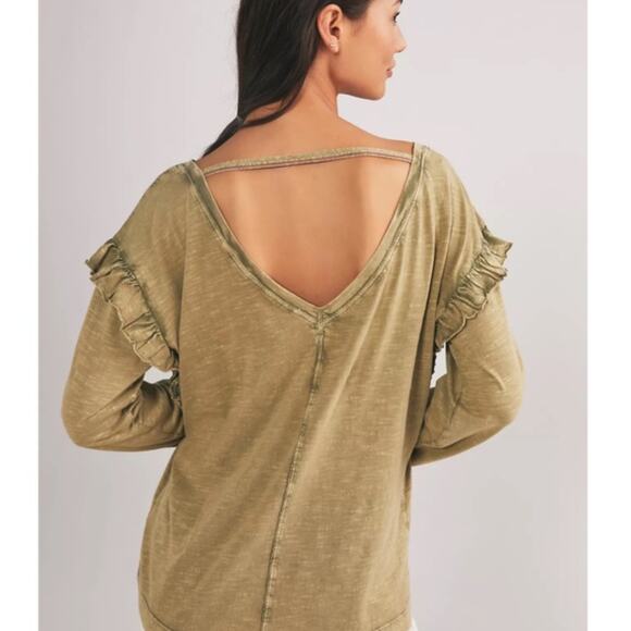 NWT Pilcro Ruffled Open-Back Moss Top - Medium - Picture 1 of 7